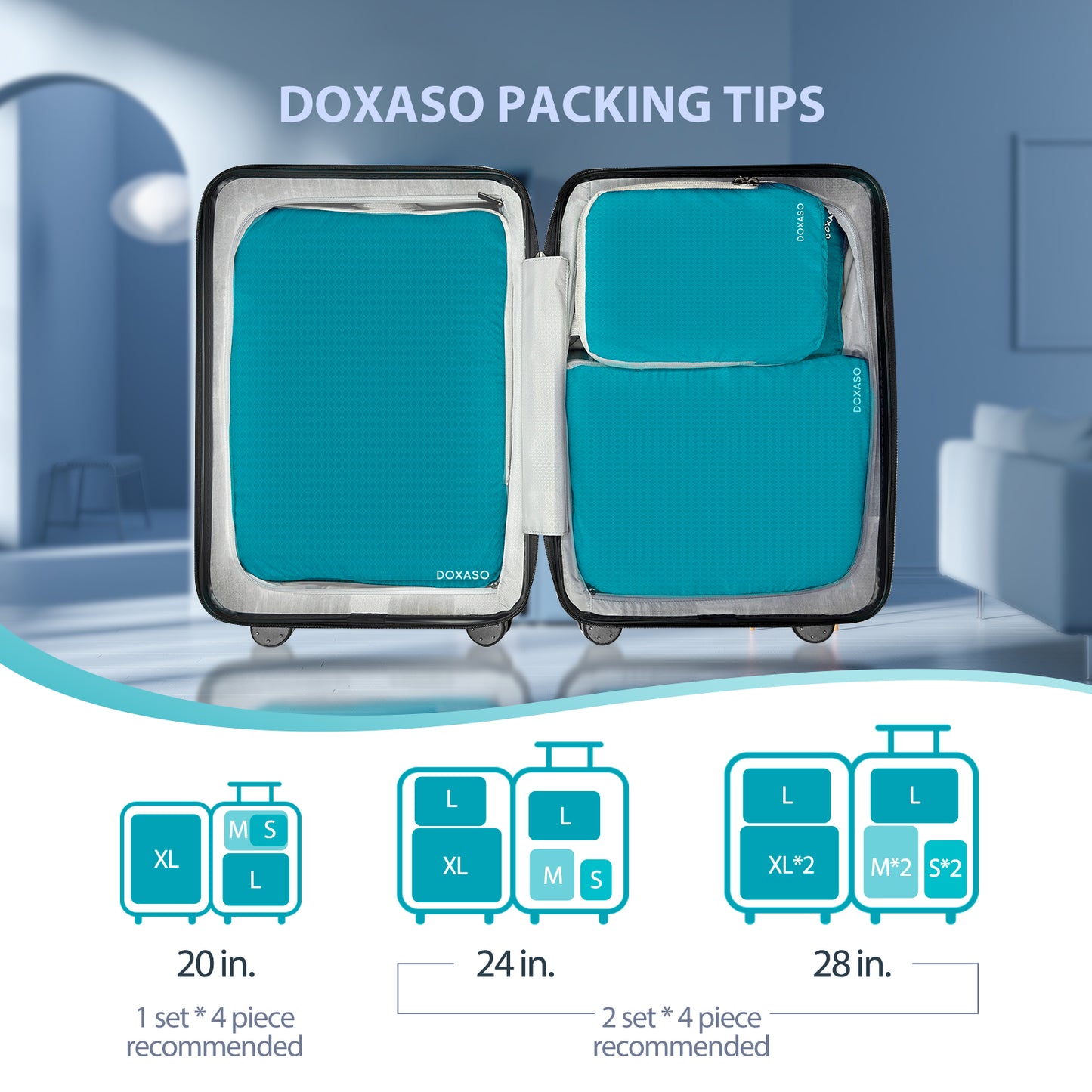 DOXASO Compression Packing Cubes Organiser for Home Travel Backpack