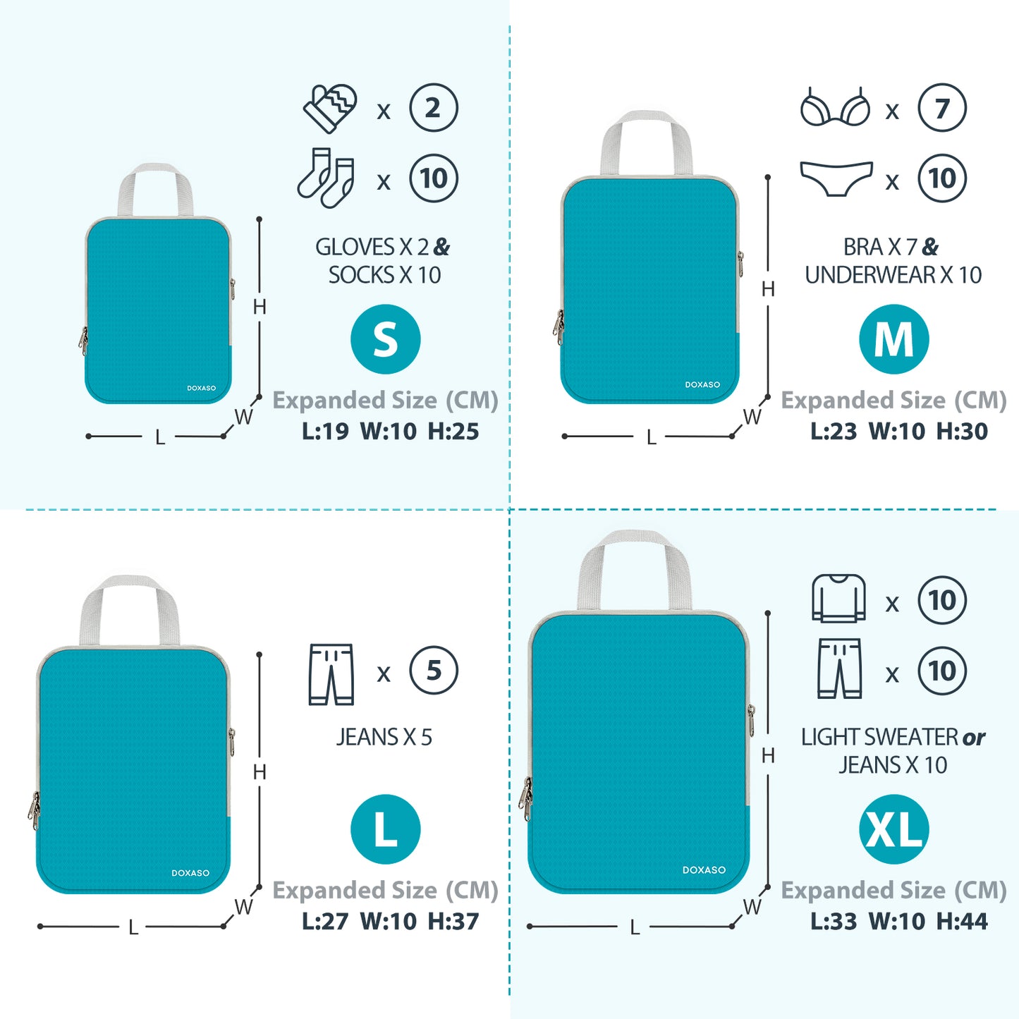 DOXASO Compression Packing Cubes Organiser for Home Travel Backpack
